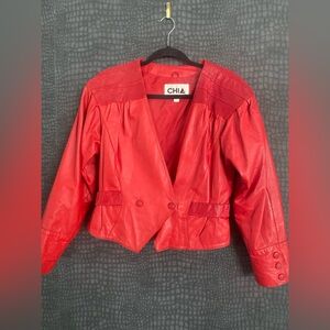 80s Vintage Red Leather Jacket